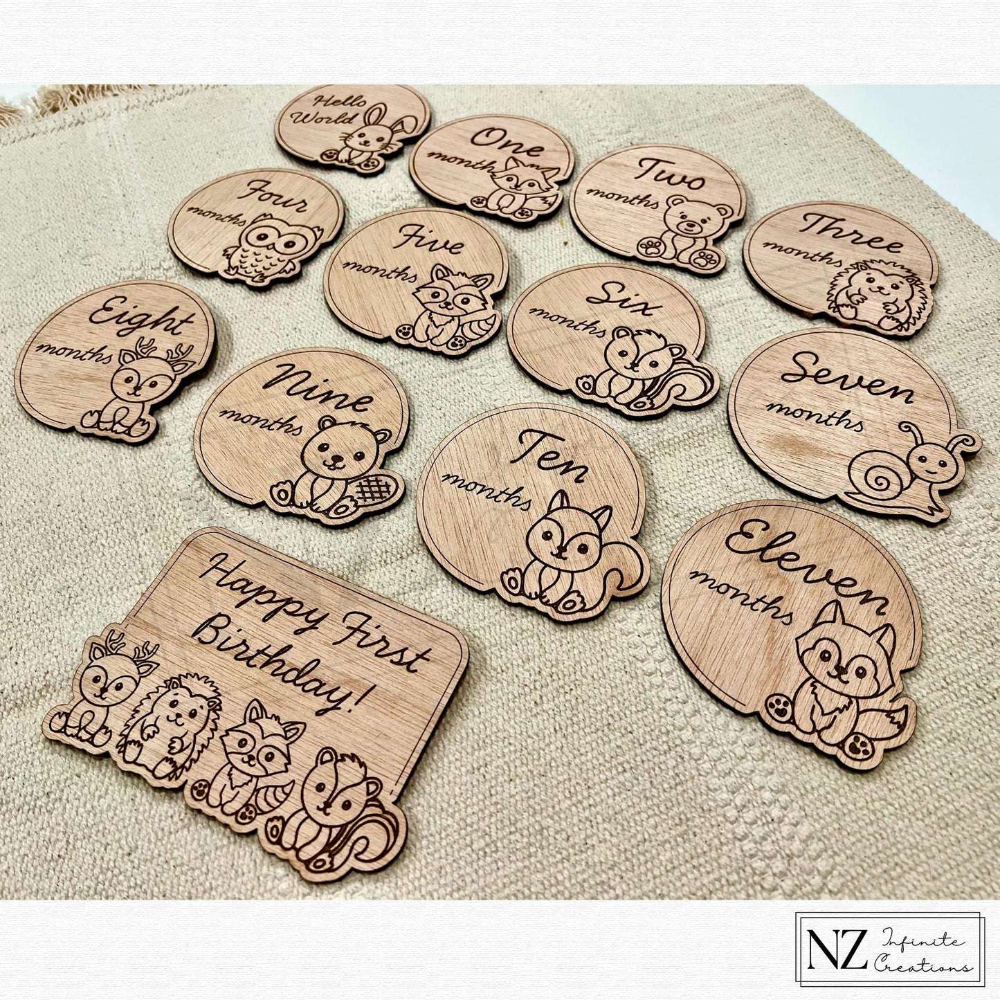 Woodland Animals - Baby Monthly Milestone Markers