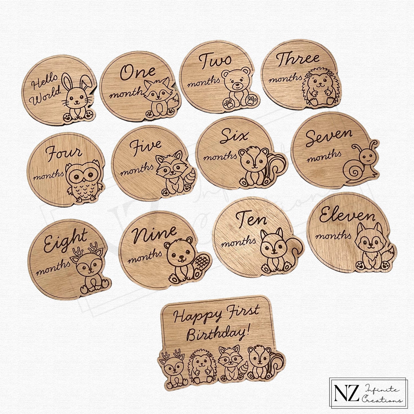 Woodland Animals - Baby Monthly Milestone Markers