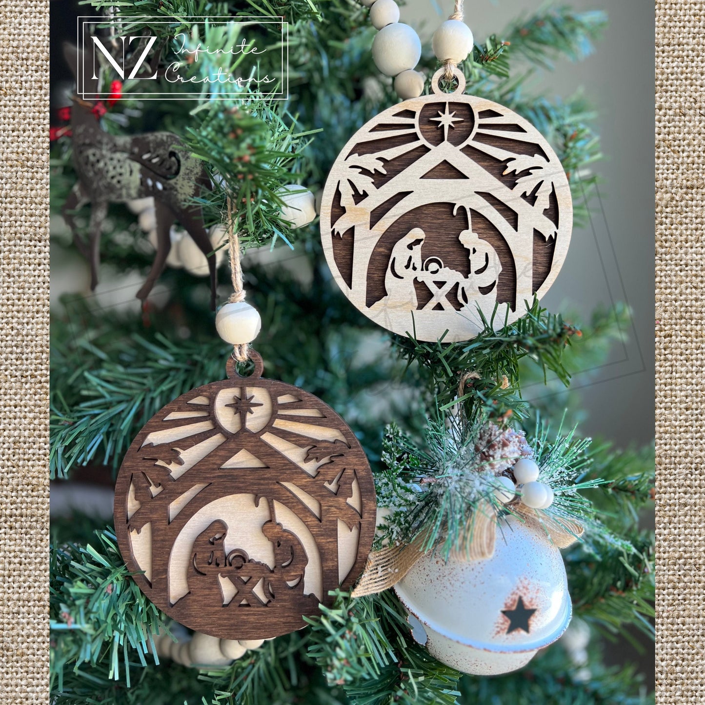 O Holy Night Nativity - Dual Layer Wooden Ornament
