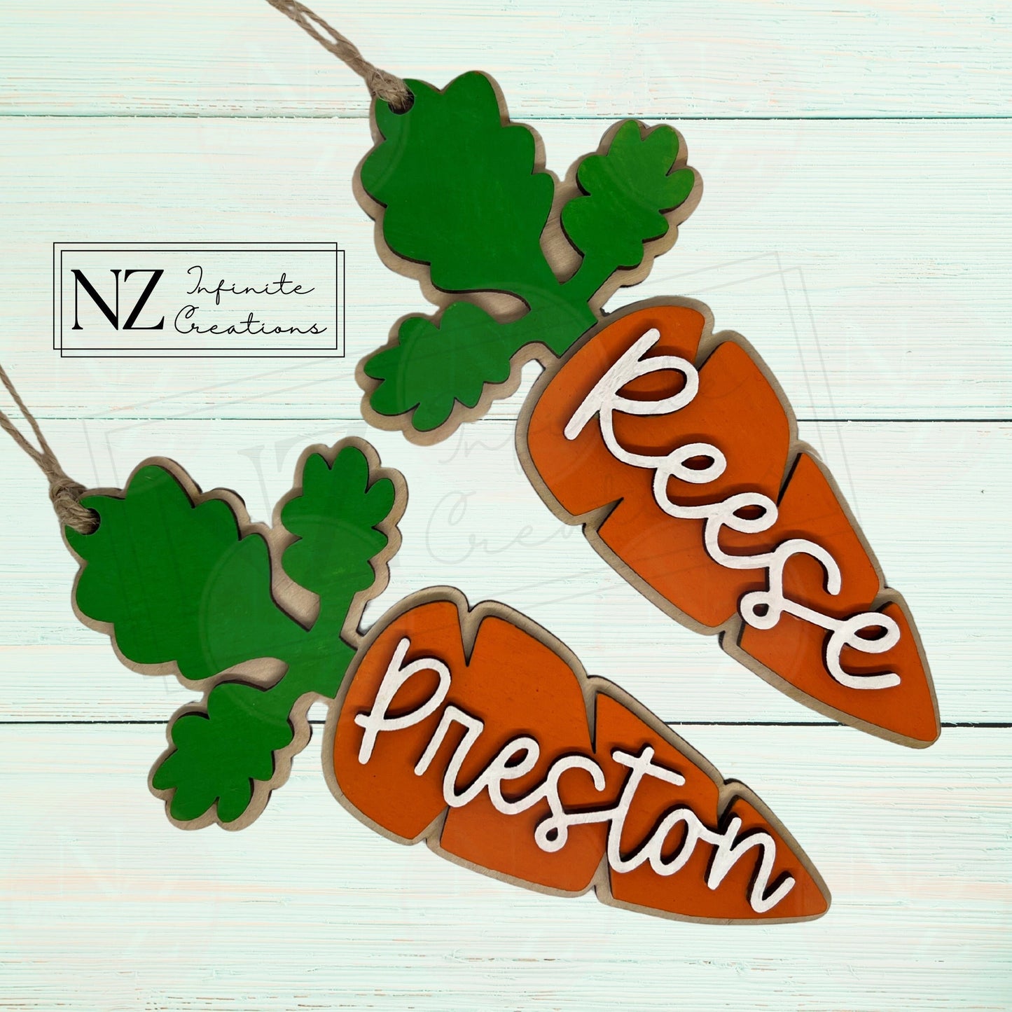 Personalized Layered Carrot Easter Basket Tag