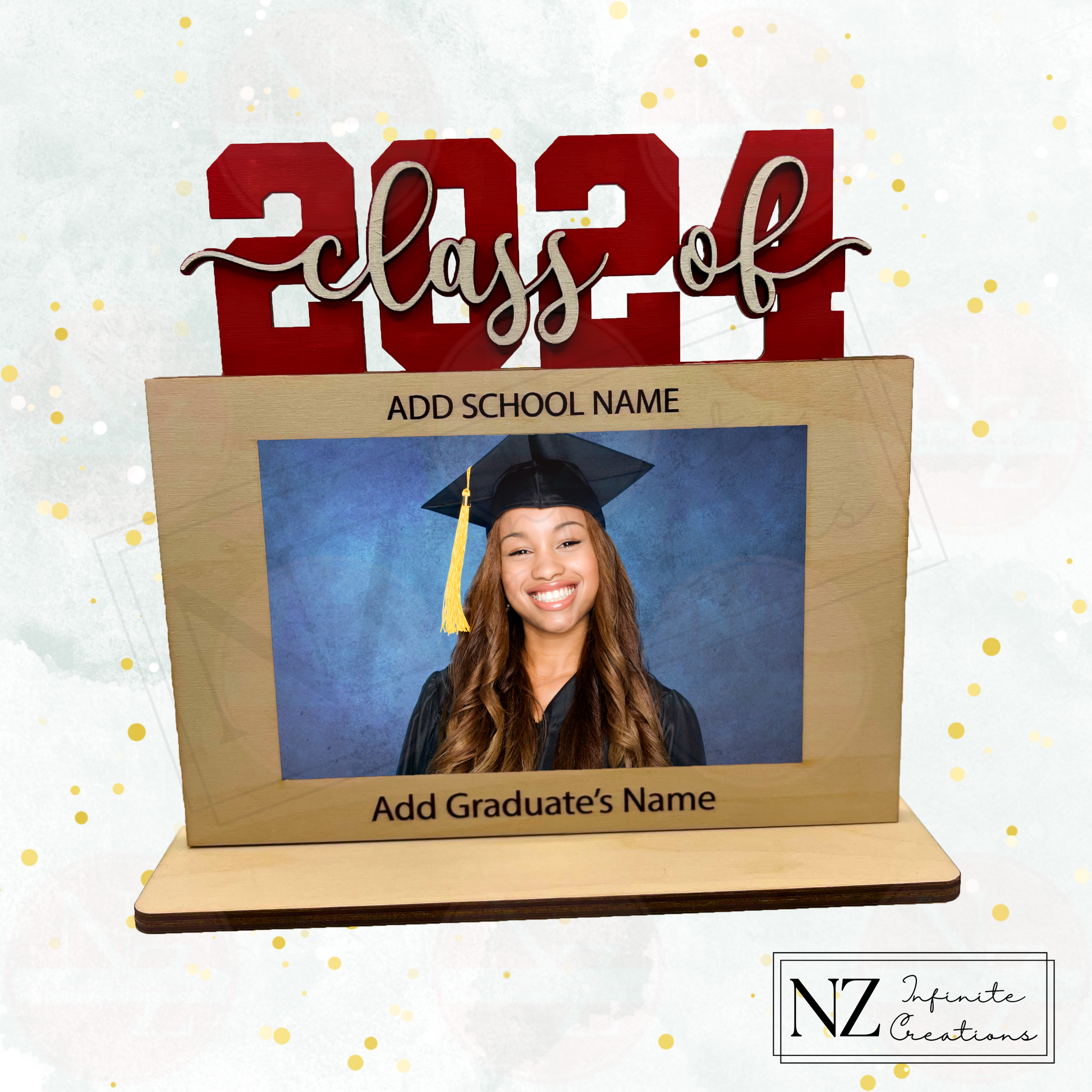Class of [year] Graduation Frame for a 4x6 horizontal photo. Sleek design with 'Class of [year]' displayed, perfect for celebrating graduation memories. Ideal keepsake or gift for graduates to honor their achievements and special moments.