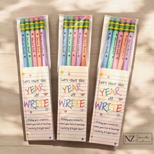 Affirmation Pencils – Set of 5 Engraved Pencils for Students and Teachers – Back to School – You Are Loved, Smart, Brave, Kind, Creative