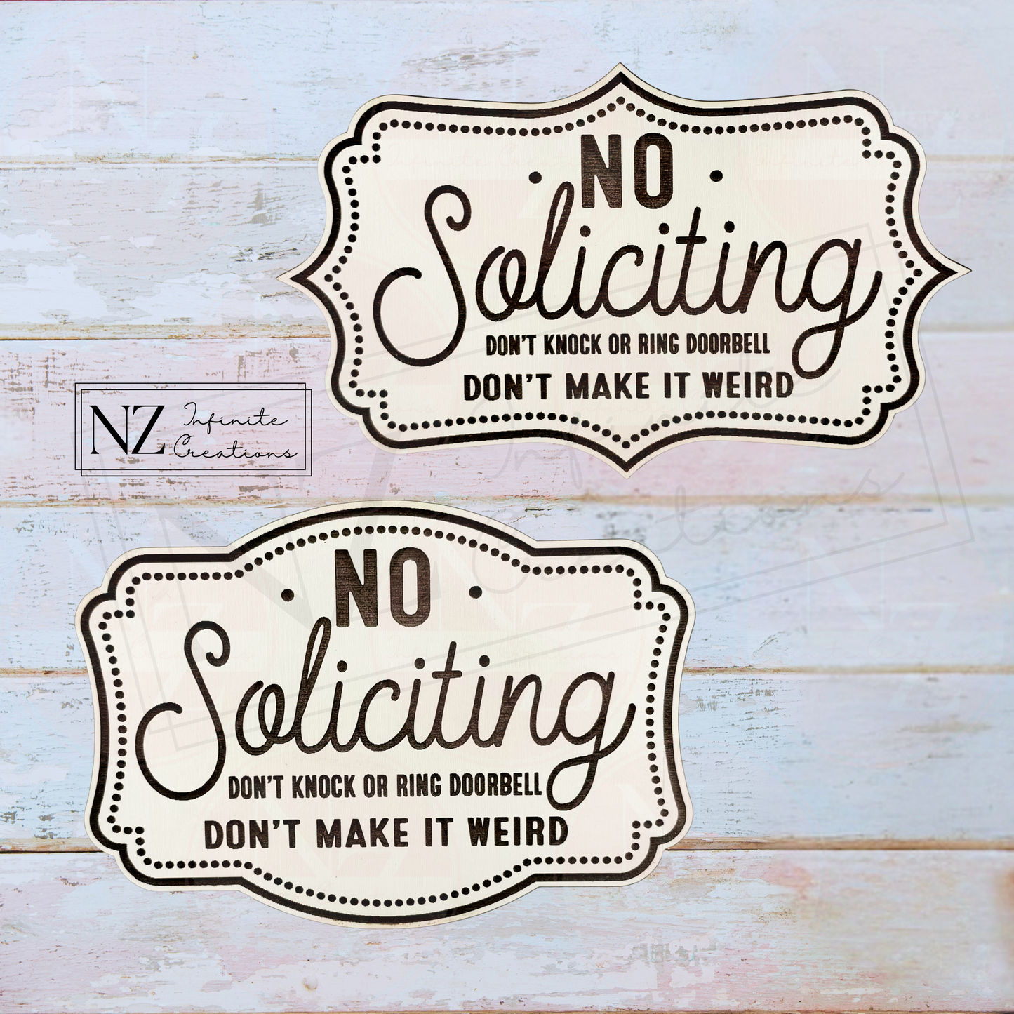 No Soliciting Sign Don't Knock or Ring Doorbell, Front Door Plaque, Entryway Decor