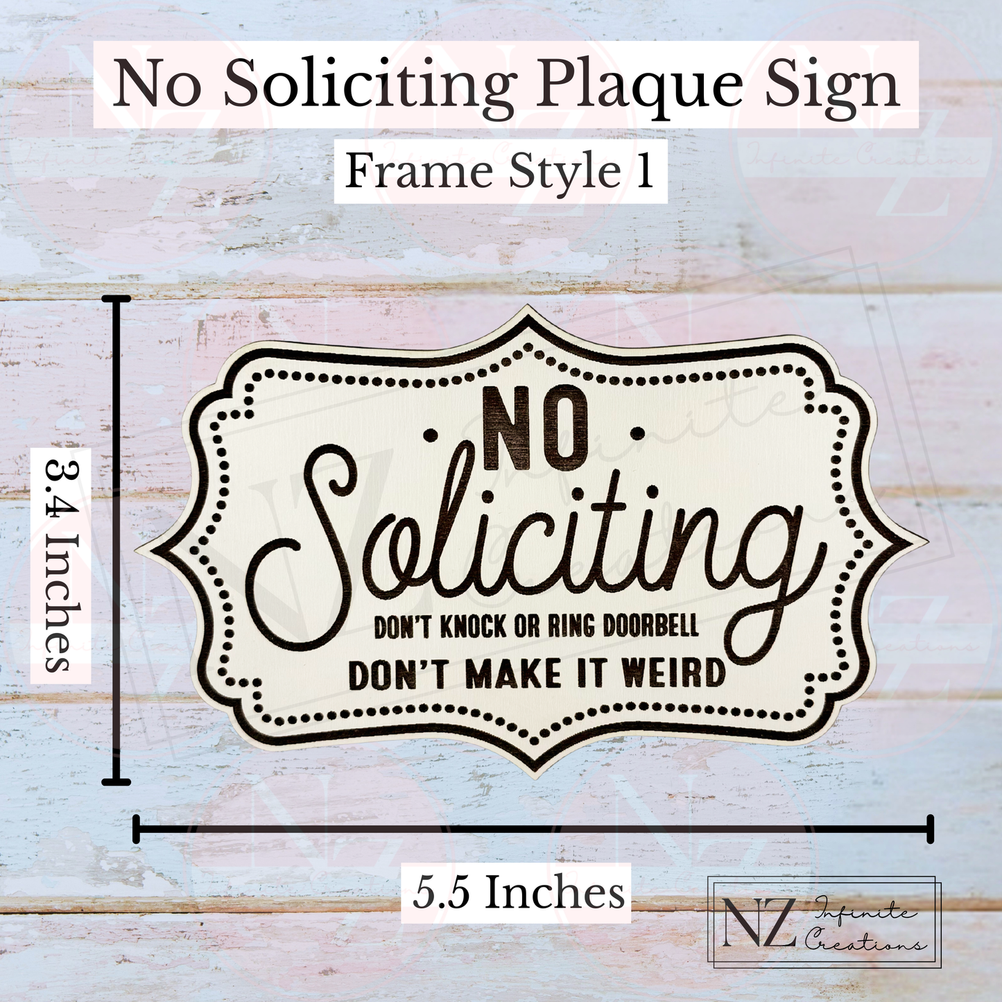 No Soliciting Sign Don't Knock or Ring Doorbell, Front Door Plaque, Entryway Decor