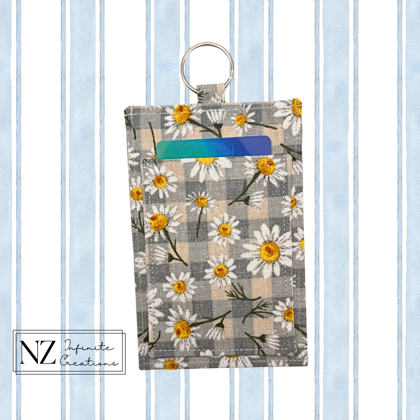Handmade Fabric ID Badge Holder with Clear Window, Back Pocket & Keyring | Nurse, Teacher, Office Lanyard Card Wallet