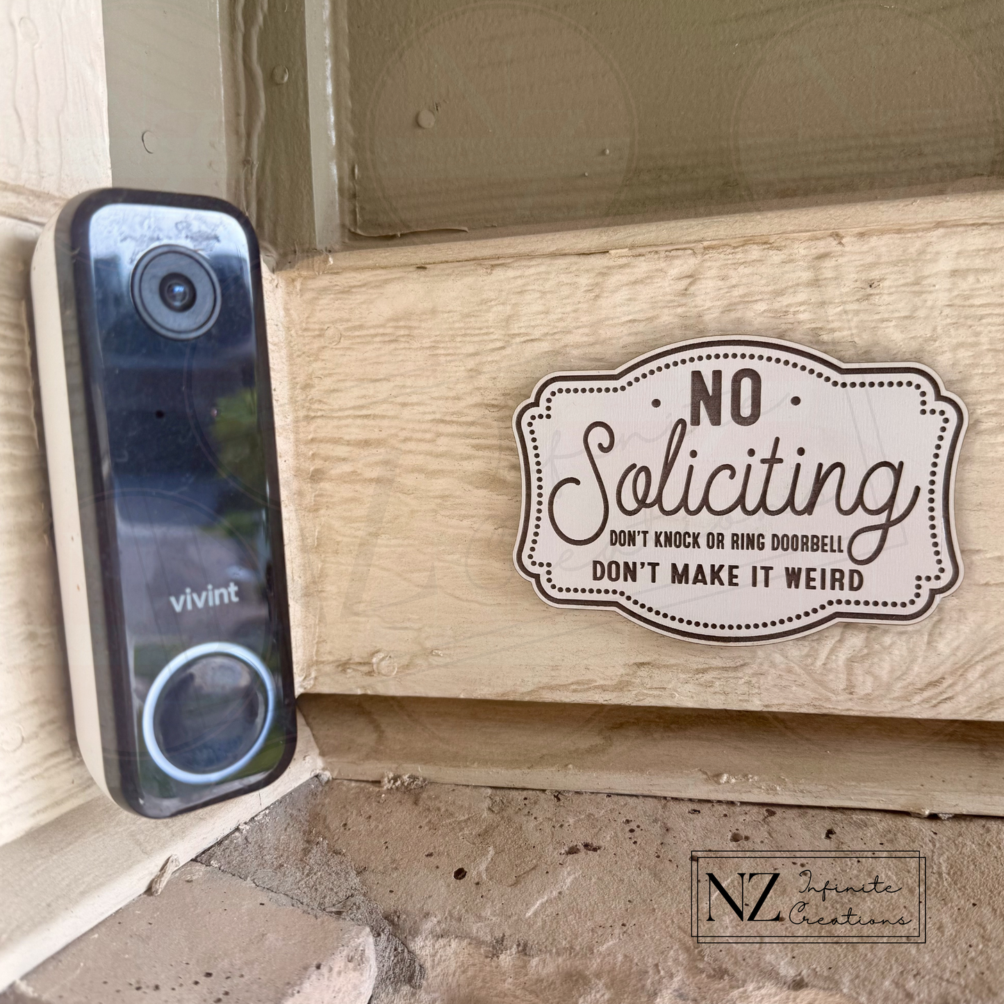 No Soliciting Sign Don't Knock or Ring Doorbell, Front Door Plaque, Entryway Decor