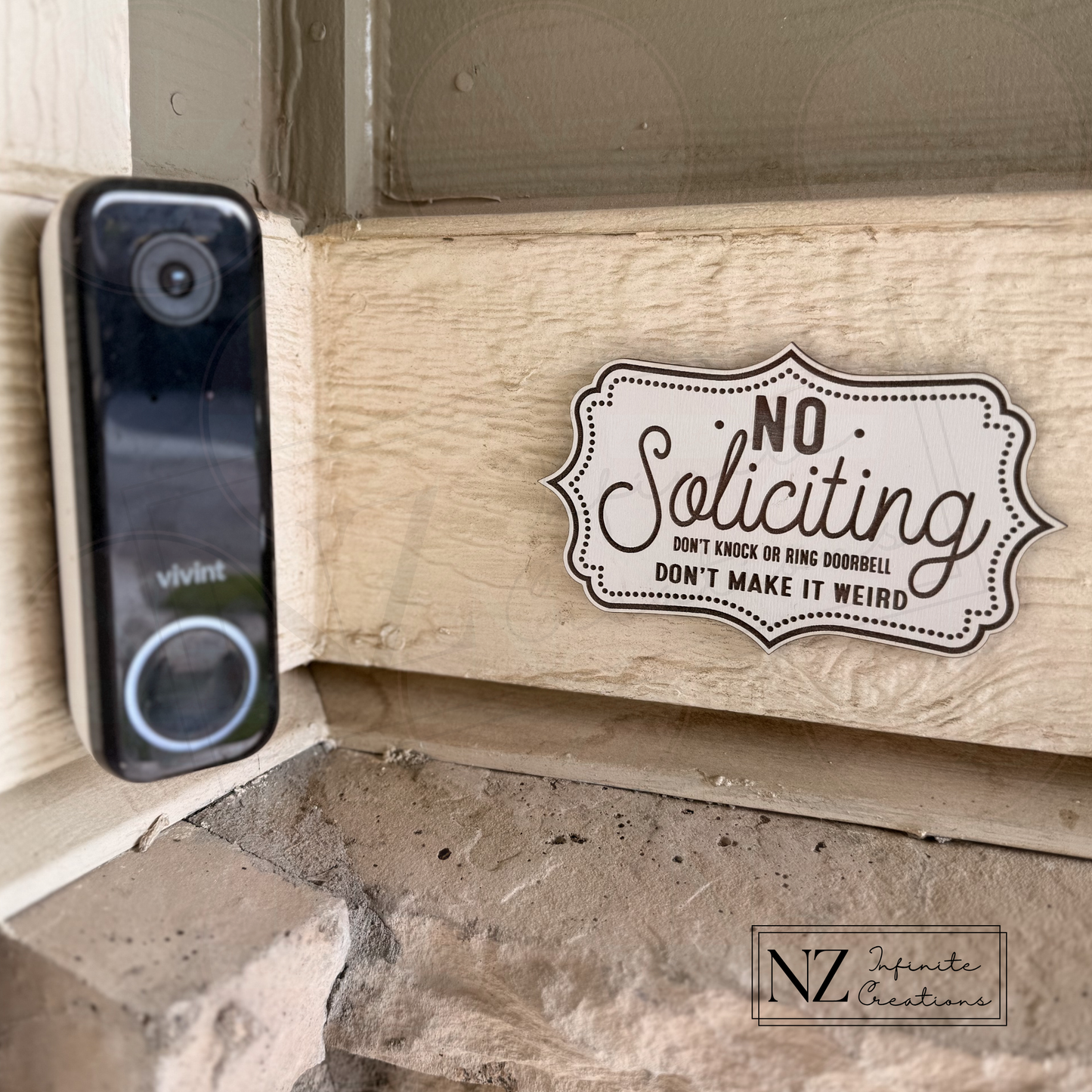 No Soliciting Sign Don't Knock or Ring Doorbell, Front Door Plaque, Entryway Decor
