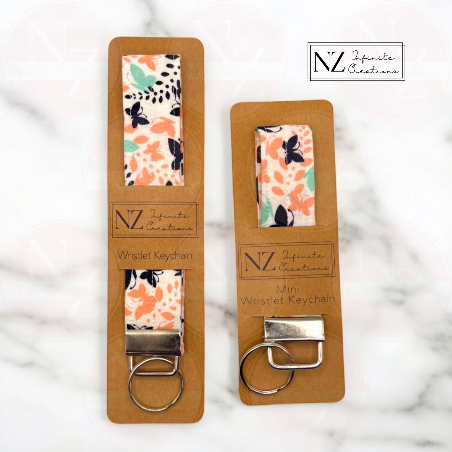 Butterfly Kisses – Handmade Wristlet Keychain & Mini Wristlet Keychain