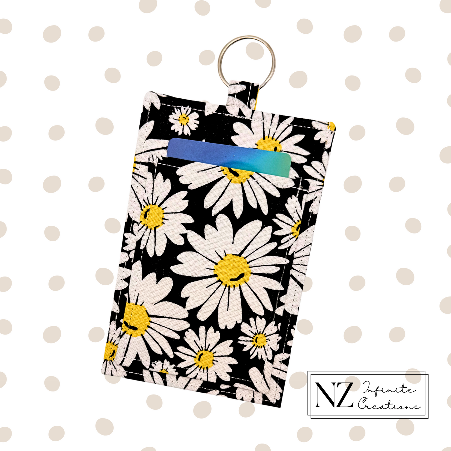 Handmade Fabric ID Badge Holder with Clear Window, Back Pocket & Keyring | Nurse, Teacher, Office Lanyard Card Wallet