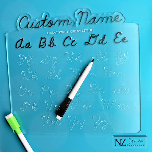 Learn to Write Set – Cursive Letters Practice Board | Reusable Acrylic Learning Tool with Personalization