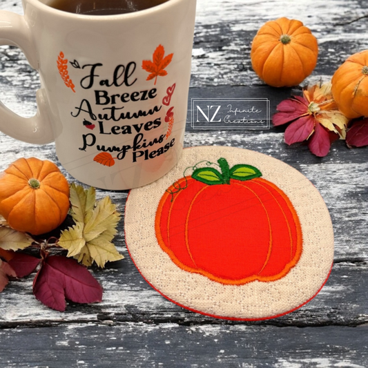 Pumpkin Mug Rug - Handmade Fabric Coaster - Fall Decor