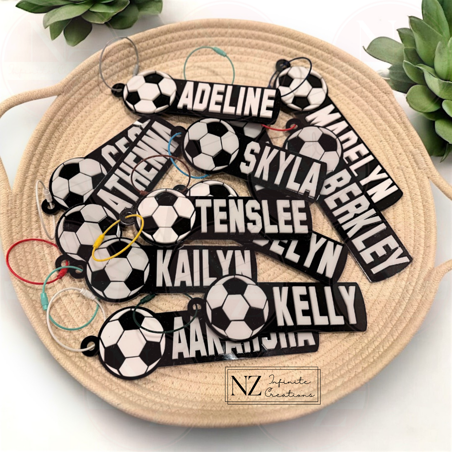 Personalized Layered Acrylic Soccer Bag Tag - Custom Name Tag for Soccer Players