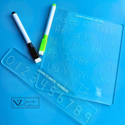 Learn to Write Set – Letters & Numbers Practice Boards | Reusable Acrylic Learning Tools with Dry Erase Markers