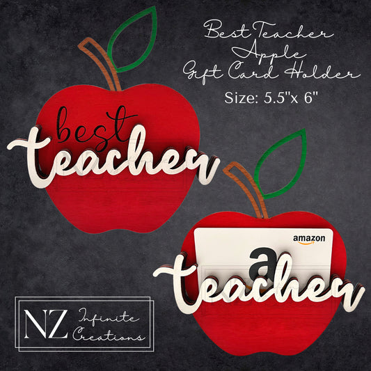 Best Teacher Apple - Gift Card Holder (Personalized Option Available)